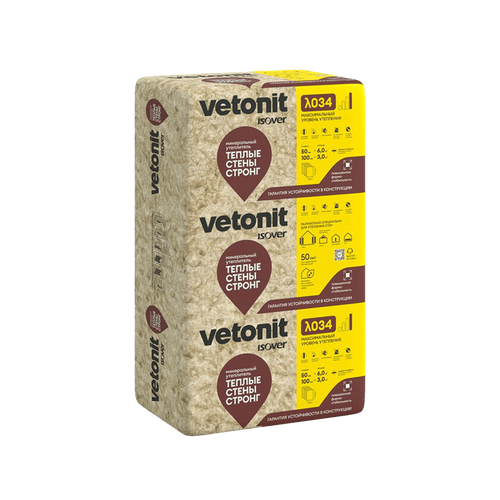 Vetonit (Изовер) Теплые Стены Стронг-50/ 610х1000/Е/К (0,305 м3) уп-10плит 6м2